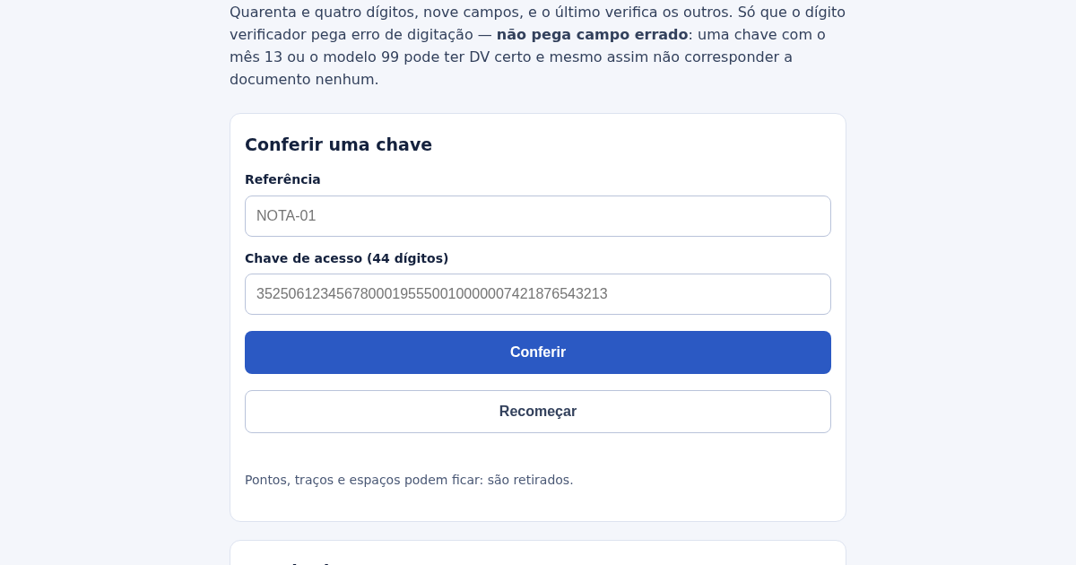 A chave de acesso conta uma história